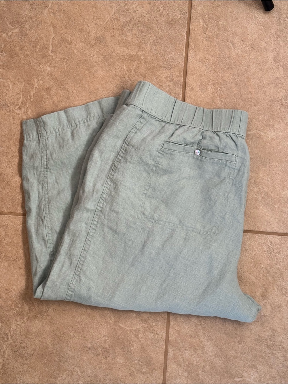 Pure Jill Linen Pull On Pants Womens XL Petite Light Blue Elastic Waist Casual - Picture 5 of 9